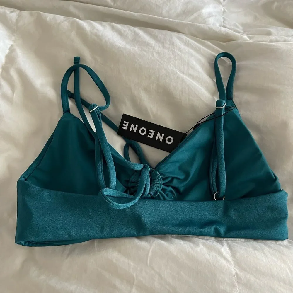 ONEONESWIMWEAR maggie green bikini top in emerald